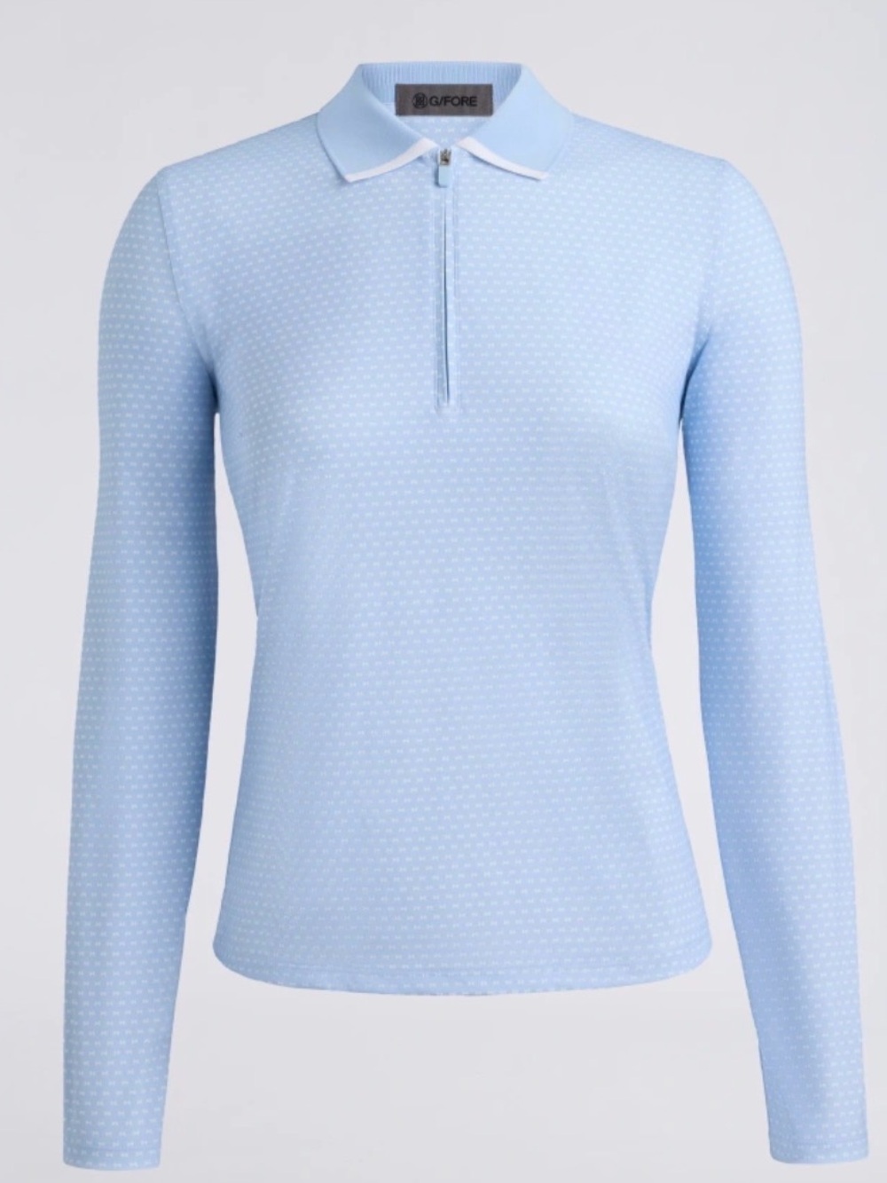 G/FORE snow Blue Long-Sleeve Zip Polo